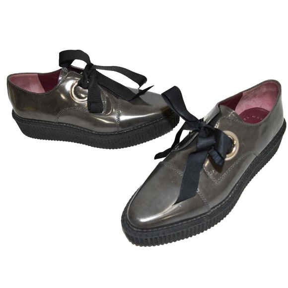 MARC JACOBS Kent pointy OXFORD PLATFORM Creeper Loafer Leather Grey 38 - Picture 1 of 8
